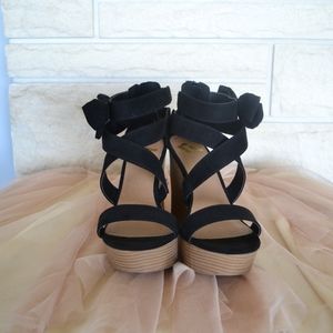 Newport wedge heal sandals with black straps